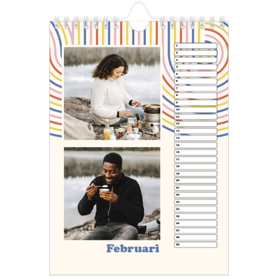 Fotokalender A5 — Retro strepen [Februari]