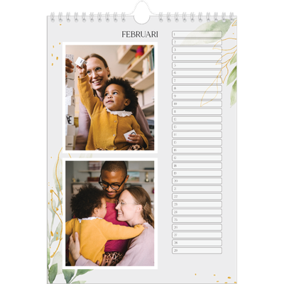 Verjaardagskalenders A4 — Bloemen splash [Februari]