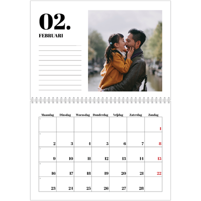 Fotokalender A4 Dubbel (30 x 40 cm) — Serif en momenten [Februari]