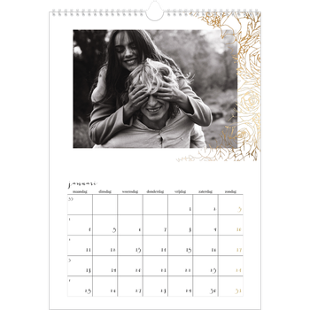 Fotokalender A3 — Gouden bloemenversiering