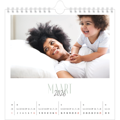 Jaarkalenders vierkant — Gevarieerd lettertype [Maart]