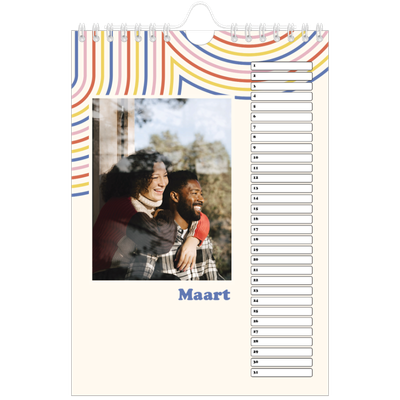 Fotokalender A5 — Retro strepen [Maart]