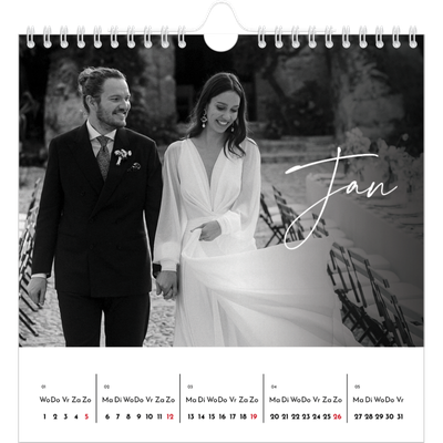 Jaarkalenders vierkant — Elegant schrift [Januari]