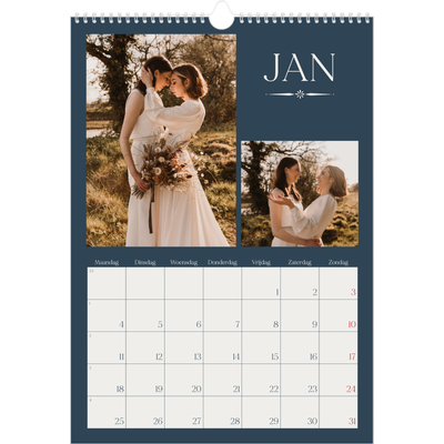 A3 Jaarkalender — Leisteen & schreef [Januari]