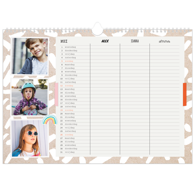 A3 Familieplanners — Rustiek - gezinsplanner 3 personen [omslag]