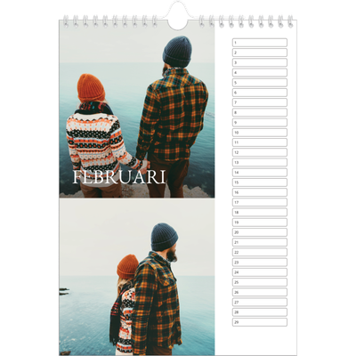 Verjaardagskalenders A4 — Schreefletters [Februari]