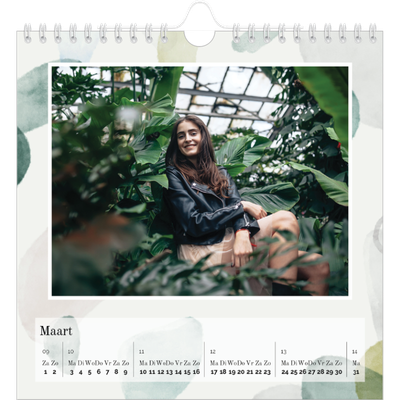 Jaarkalenders vierkant — Aquarel vlekkenpatroon [Maart]