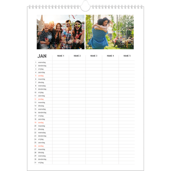 Fotokalender A3 — Simplistisch - gezinsplanner 5 personen