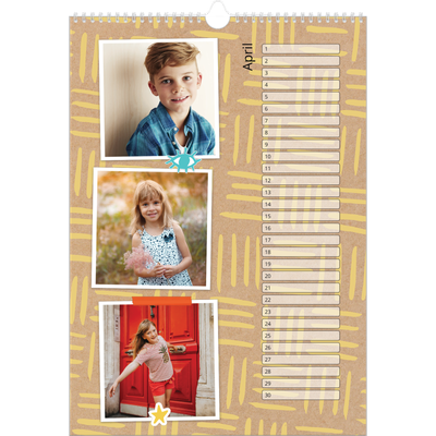 Verjaardagskalenders A3 — Rustiek [April]