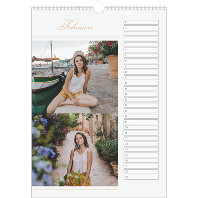 Verjaardagskalenders A3 — Gouden banner [Februari]