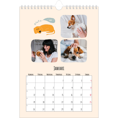 Fotokalender A4 (20 x 30 cm) — Hondenpoten en krabbels [Januari]