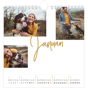 Fotokalender Vierkant — Goudkleurige letters