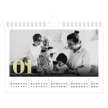 Fotokalender A5 — Grote glitter cijfers