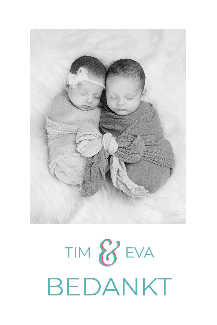 Bedankkaarten — Tweeling - modern