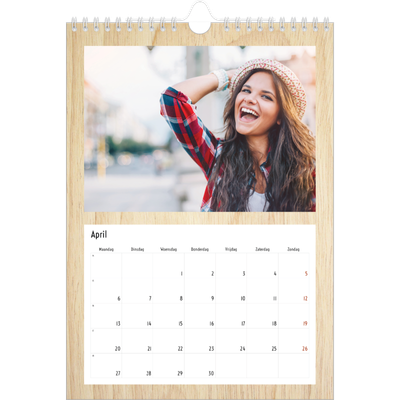 Fotokalender A4 (20 x 30 cm) — Houtpatroon [April]