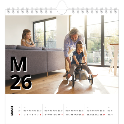 Jaarkalenders vierkant — Letter stijl [Maart]