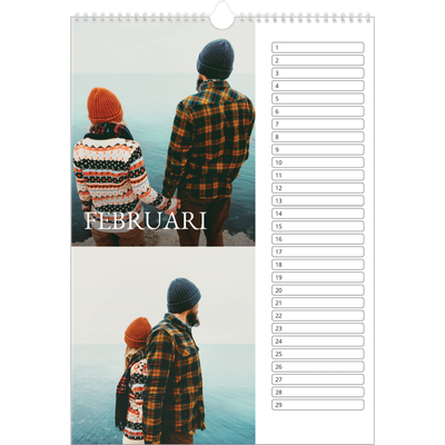 Verjaardagskalenders A3 — Schreefletters [Februari]