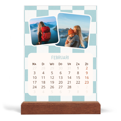 Bureaukalender met houten standaard  — Retro patronen [Februari]