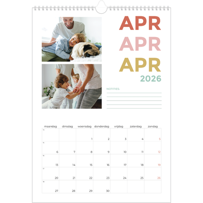 A3 Jaarkalender — Bont gekleurd [April]