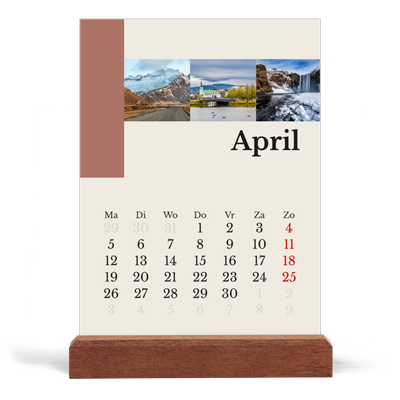 Bureaukalender met houten standaard  — Bezienswaardigheden van de wereld [April]