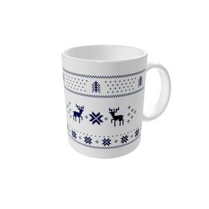 Mok bedrukken — Pixel blauwe kerst