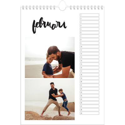 Verjaardagskalenders A4 — Handgeschreven letters [Februari]