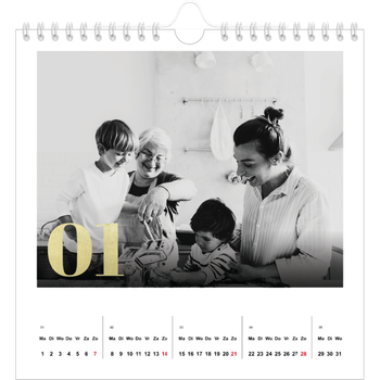 Fotokalender Vierkant — Grote glitter cijfers