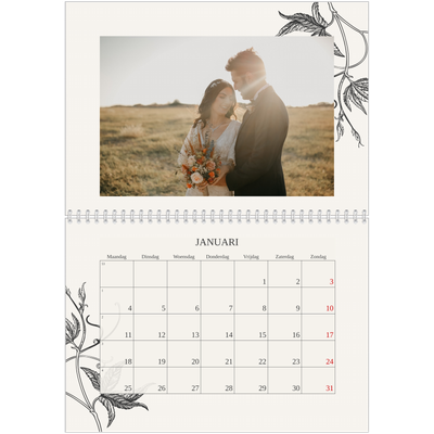 Fotokalender A4 Dubbel (30 x 40 cm) — Inkt & klimop [Januari]