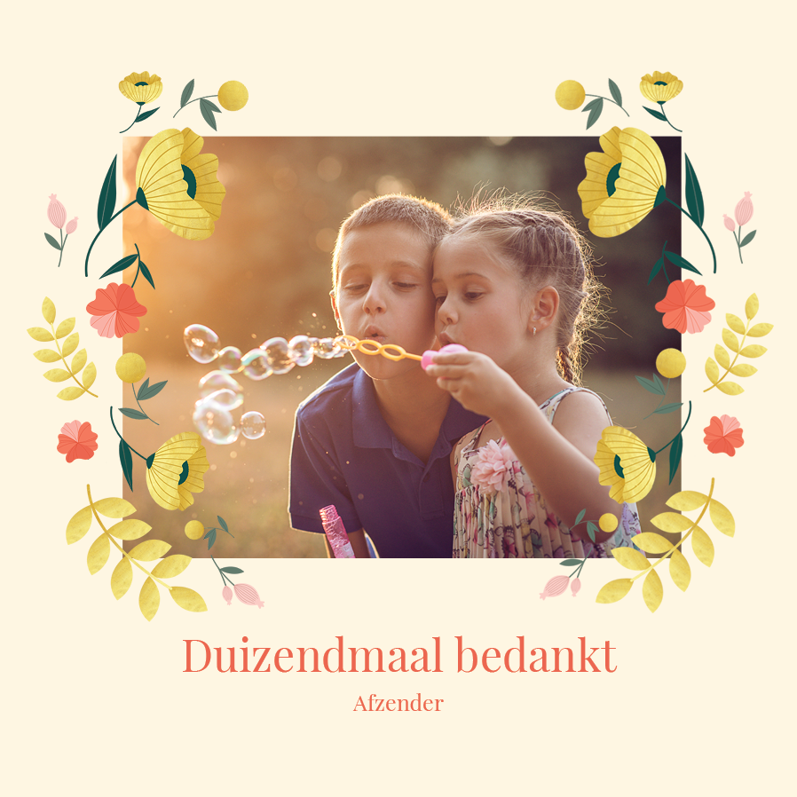 Bedankkaarten — Kader met bloemen