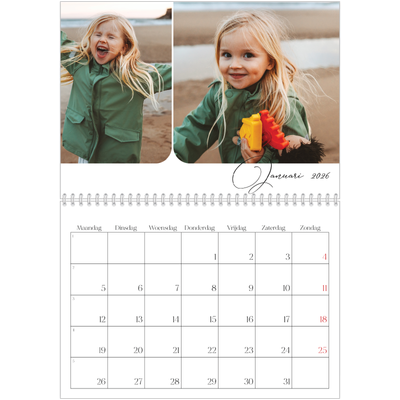 Fotokalender A4 Dubbel (30 x 40 cm) — Momentopnamen en schrift [Januari]