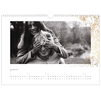 Fotokalender A3 — Gouden bloemenversiering