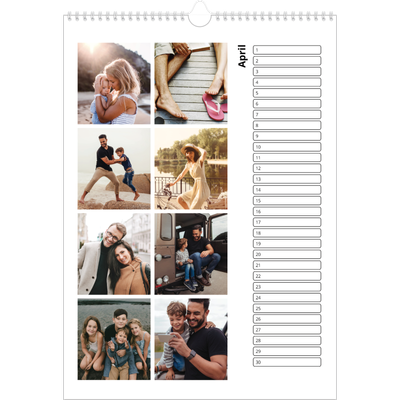Verjaardagskalenders A3 — Eenvoudig blokkenpatroon [April]
