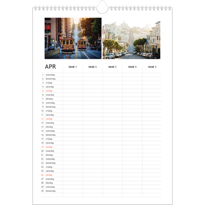 A3 Familieplanners — Simplistisch - gezinsplanner 5 personen [April]