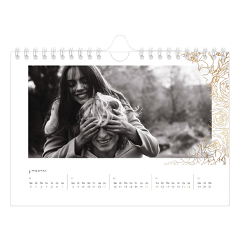 Fotokalender A5 — Gouden bloemenversiering