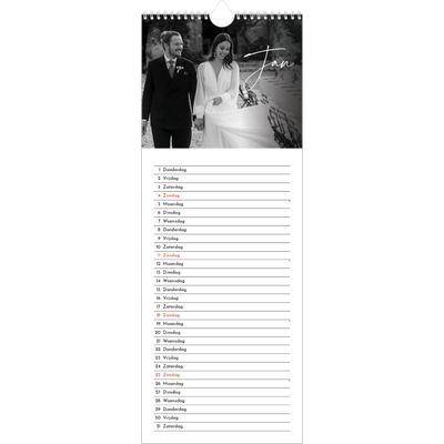 Smalle kalender  — Elegant schrift [Januari]
