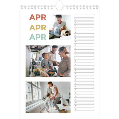 Verjaardagskalenders A4 — Bont gekleurd [April]