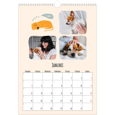 A3 Jaarkalender — Hondenpoten en krabbels [Januari]