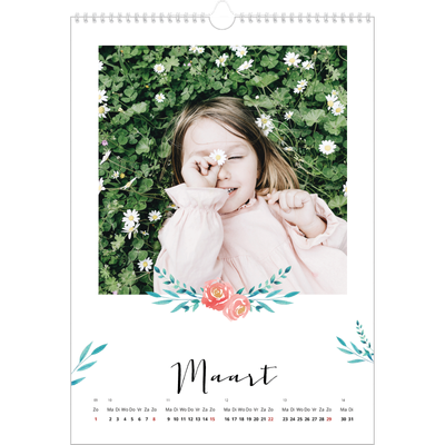 A3 Jaarkalender — Bloemen illustraties [Maart]