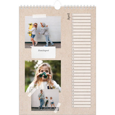 Verjaardagskalenders A4 — Foto's met plakband [April]