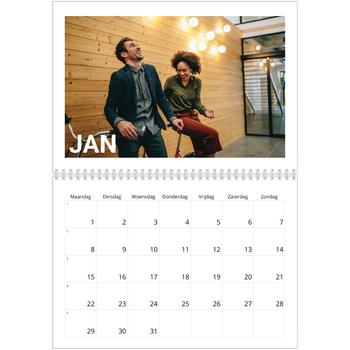 Fotokalender A4 Dubbel — Grote maandaanduiding