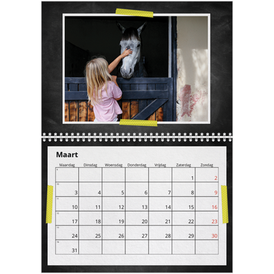 Fotokalender A4 Dubbel (30 x 40 cm) — Foto's met plakband [Maart]