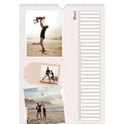 Verjaardagskalenders A3 — Foto's met plakband [Maart]