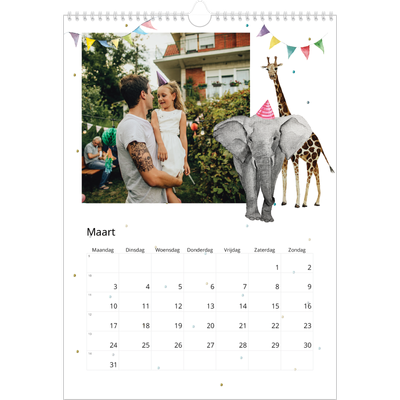 A3 Jaarkalender — Aquarel dieren [Maart]