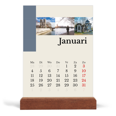 Bureaukalender met houten standaard  — Bezienswaardigheden van de wereld [Januari]