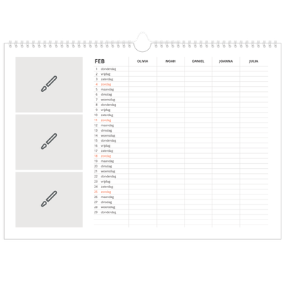 A3 Familieplanners — Ontwerp je eigen product - 5-persoons gezin [Februari]