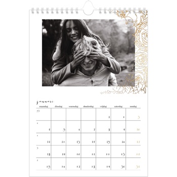 Fotokalender A4 — Gouden bloemenversiering