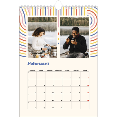 Fotokalender A4 (20 x 30 cm) — Retro strepen [Februari]