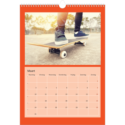 A3 Jaarkalender — Fel gekleurde kaders [Maart]