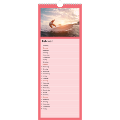 Smalle kalender  — Kleurrijke kaders [Februari]