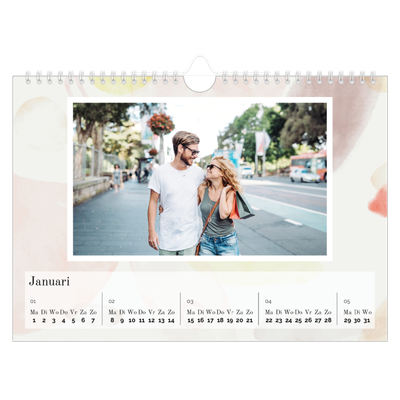 Fotokalender A4 — Aquarel vlekkenpatroon [Januari]